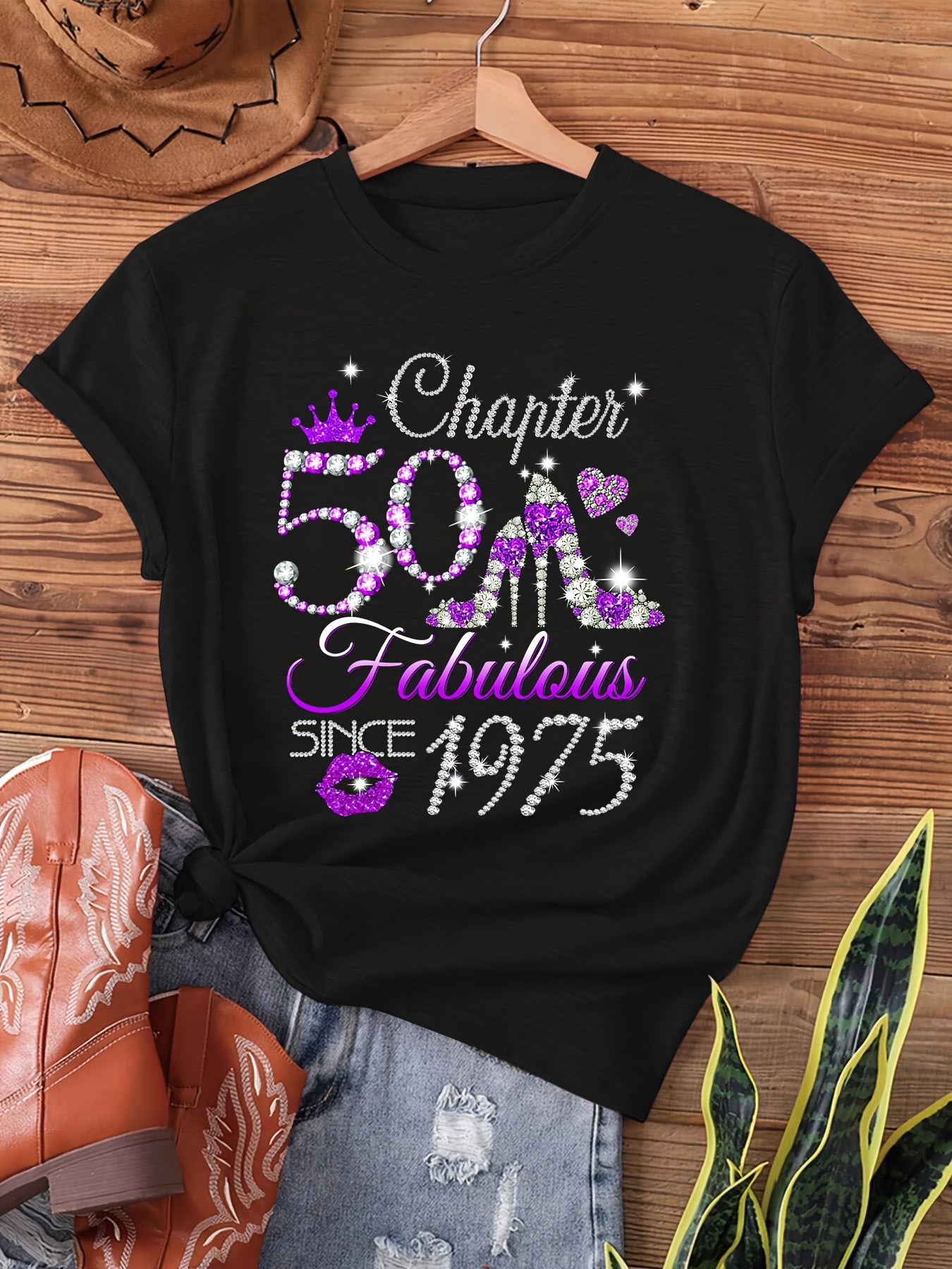 T-shirt Sport 50e Anniversaire Femme - Manches Courtes, Design Graphique - Cadeau Fête 50 Ans - UK Style