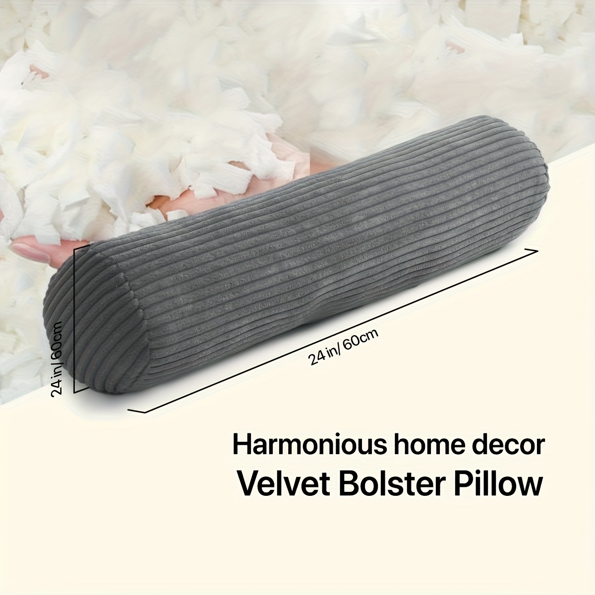 item picture 1pc body pillow bolster pillow coral fleece cover long round cervical roll pillow suitable for multiple   including bedrooms living rooms and outdoor areas   multifunctional and washable