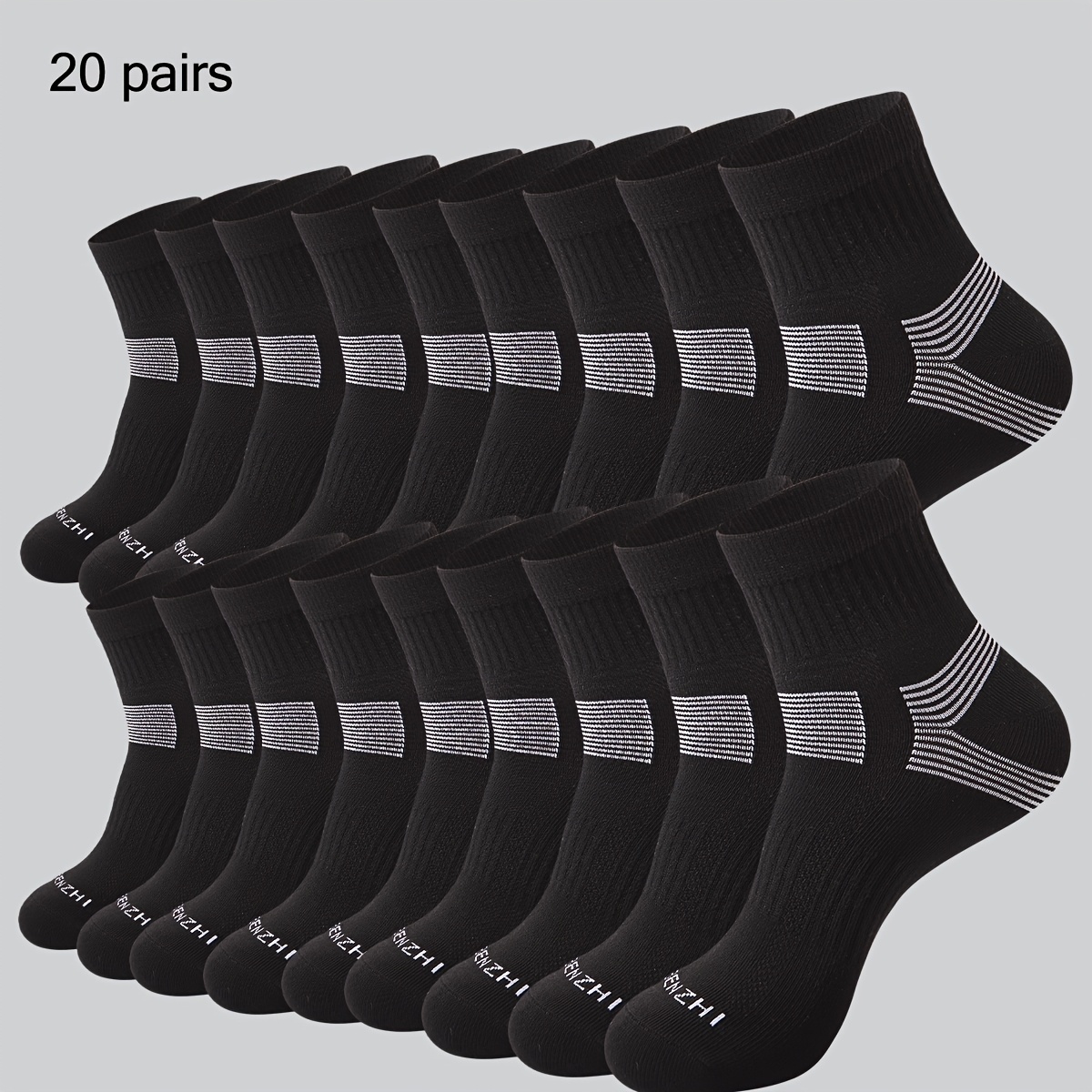 Image of 10/20-pair Men's And Women's Quarter Socks, Stretchy Ankle Sports Socks, Suitable For Daily Wear, Casual, Work, Home, Sports, Running, Tennis, Badminton