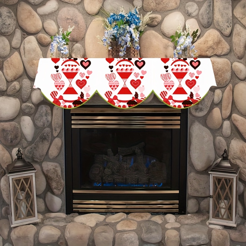 1pc valentines day fireplace scarf polyester decorative fireplace cover love   19 6 x 78 7 with no electricity needed for   room indoor fireplace door window decor table runner fan banner details 0