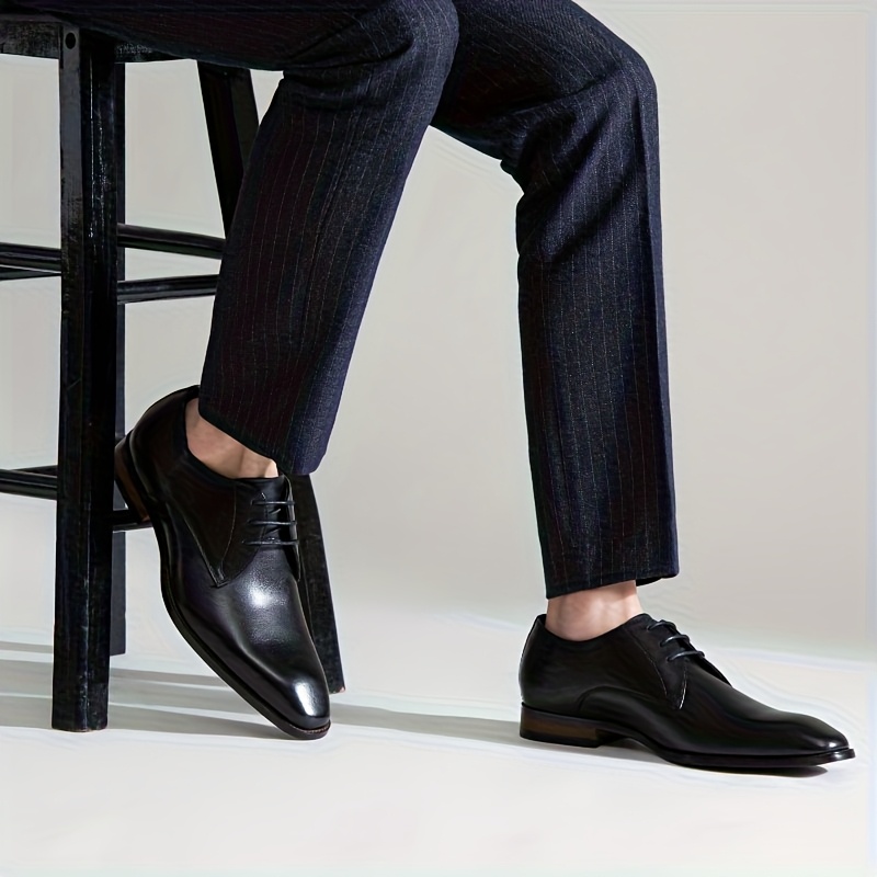 mens genuine leather formal business oxford derby shoes low - Temu