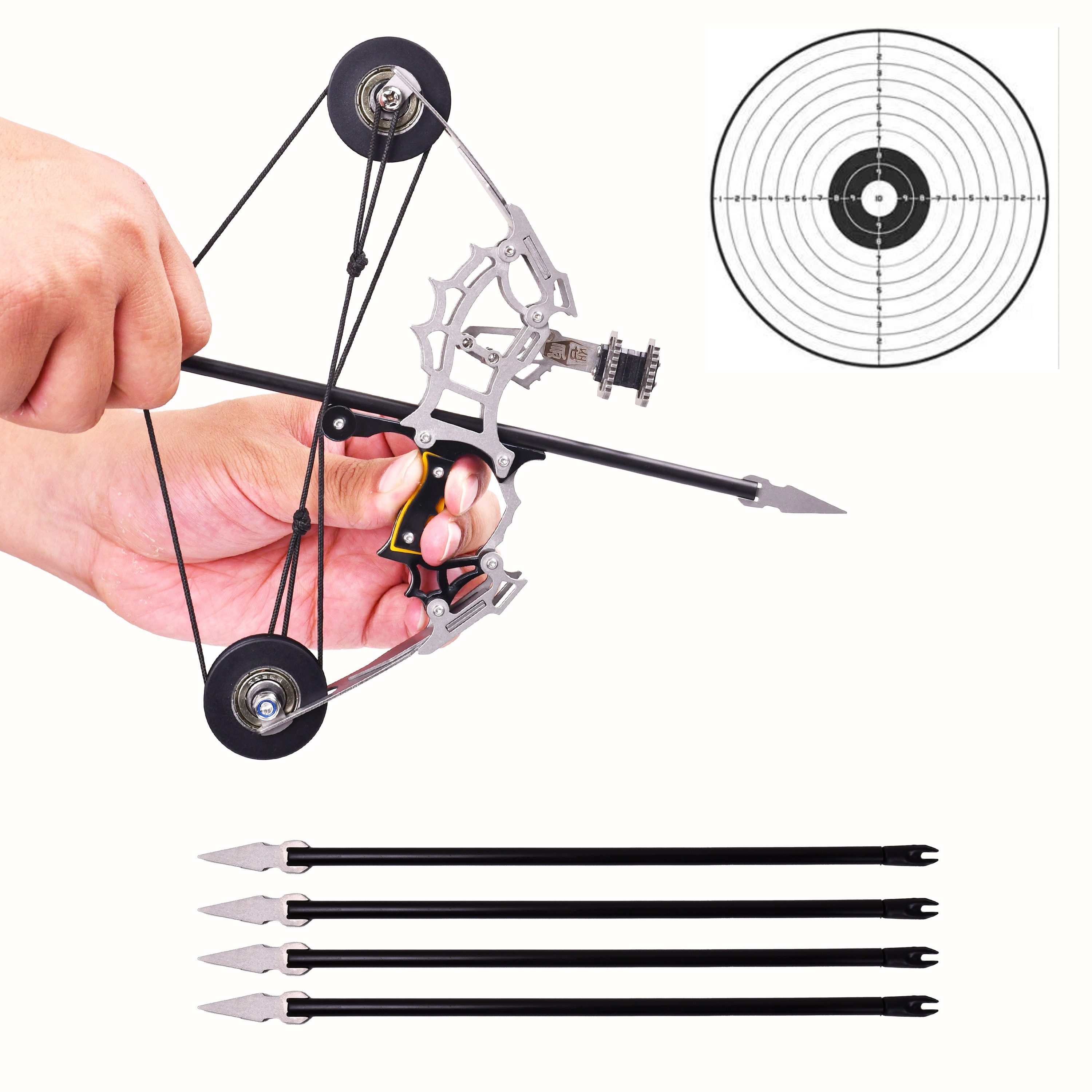 

8.8in Mini Archery Bow Set, Rh/lh Pocket Bow For Archery Practice (4 Arrows)