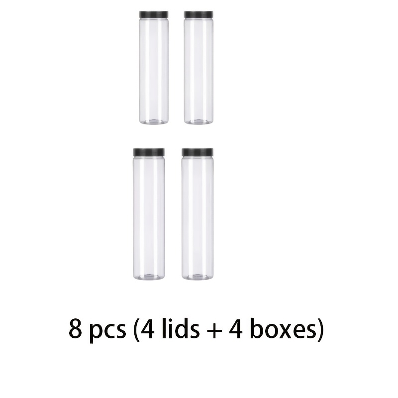TEMU 8pcs Set: 4 Lids + 4 Round Transparent Plastic Airtight Storage Containers With Lids, Ideal For Storing Pasta, , Cereals, And Other Foods,