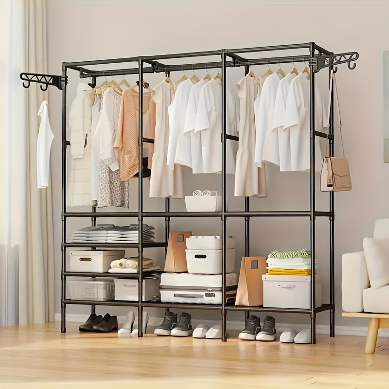 Freestanding Closet offers Organizer, Portable Wardrobe with Hanging Rods, Clothes Rack