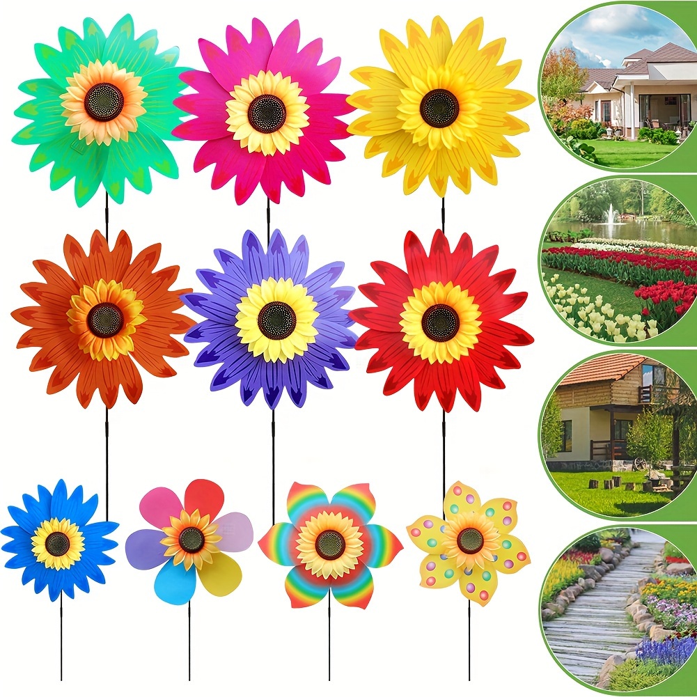 

1pc Colorful Plastic Sunflower Wind Spinners, Rotating Windmill, Outdoor Garden Yard Decor, Durable Weather-resistant Decoration, Easy To Install