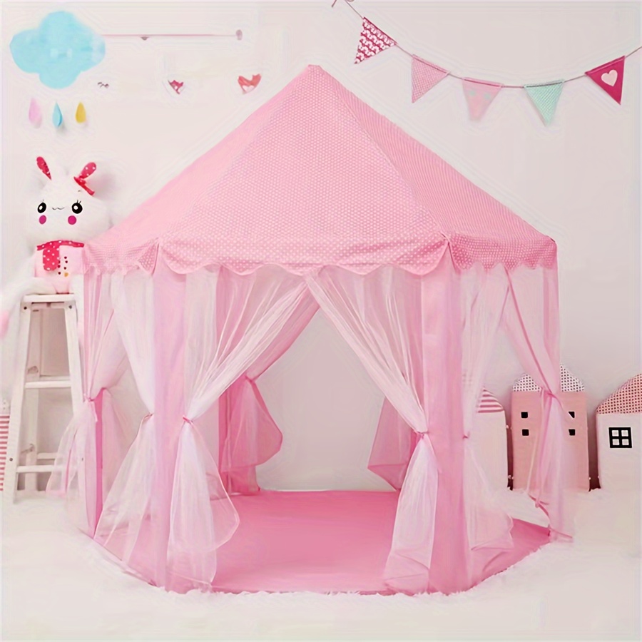 Roze zeshoekige prinsessentent