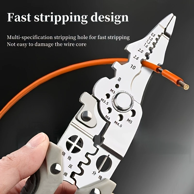 8 5 stainless steel multi tool electricians pliers wire cutting stripping crimping more durable for diy and pulling nails twisting metal structure details 0