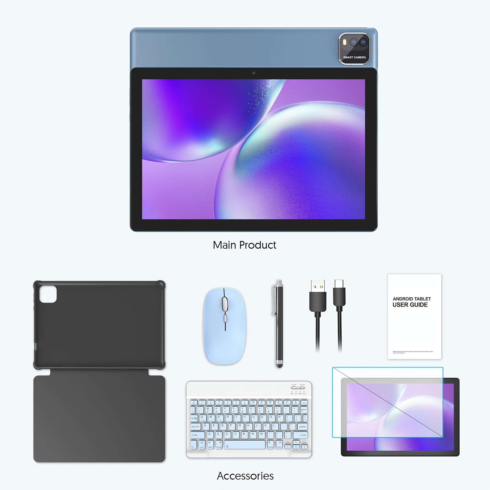 TEMU Tablette 10 pouces à écran intégral avec système Android 15, 12 Go (3G+9G) de RAM, 64 Go de une extension de mémoire de 1 To, idéale pour de