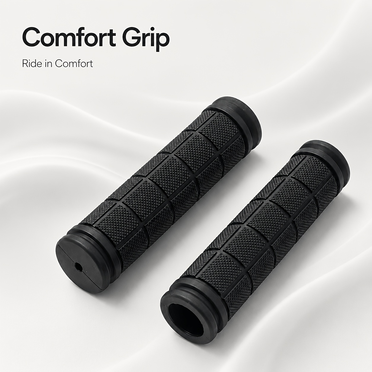 TEMU 1 Pair Bicycle Handlebar Covers, Non-slip Shock-absorbing Black Rubber Grips, Universal For Mountain And Road Bikes, Comfortable Handlebar Mitts