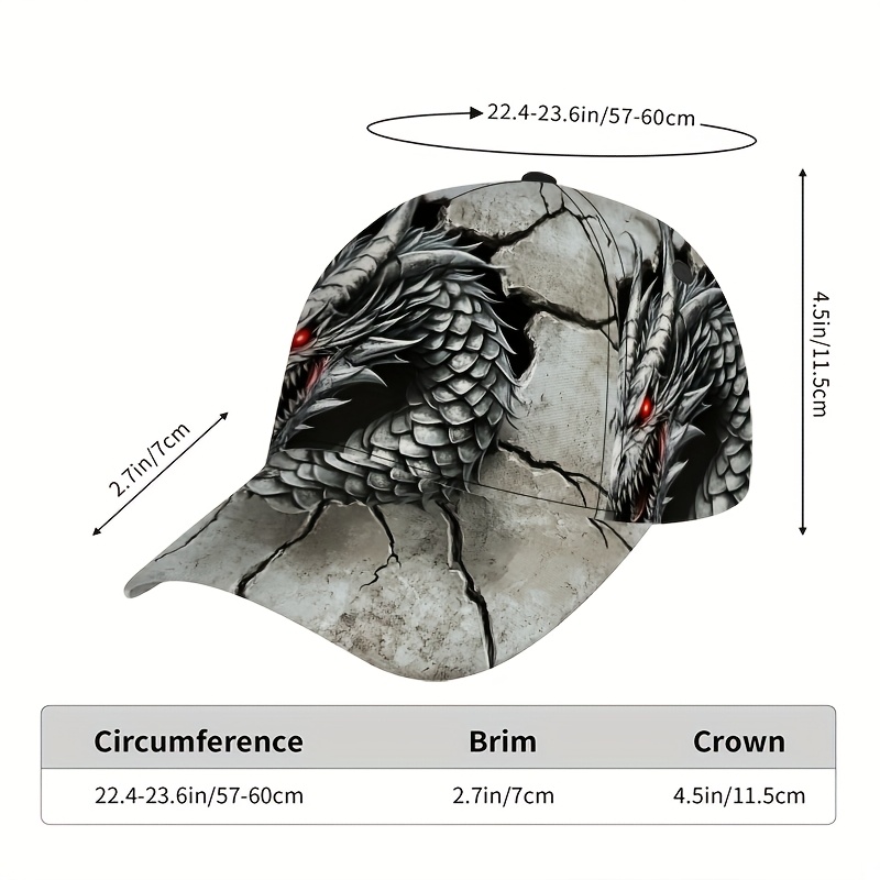 TEMU 1 Gorra de béisbol clásica con estampado de de la pared - Elegante gorra de ajustable, fácil de ajustar, cómoda para usar todo , para ir de