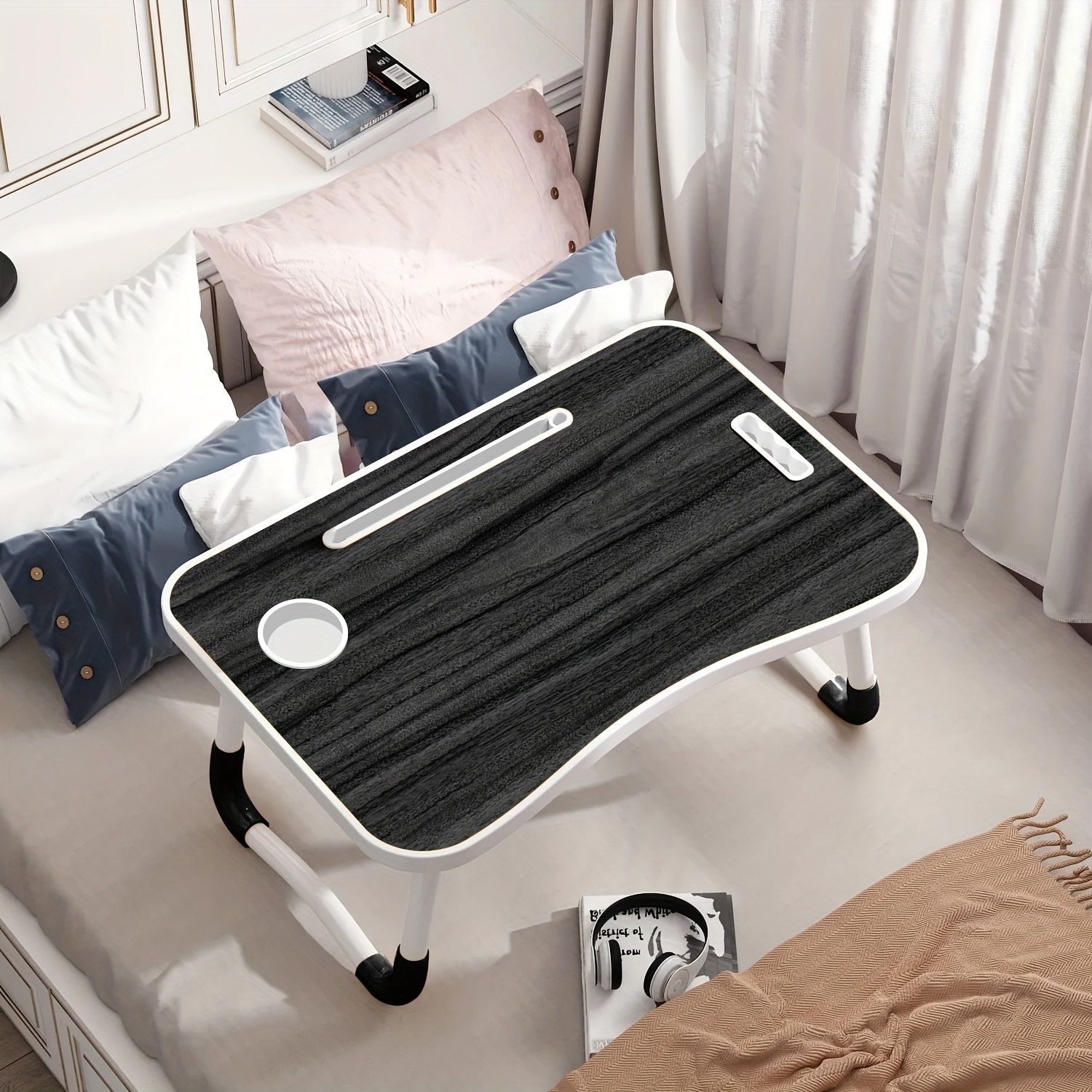 Extra Large Portable Laptop Folding Desk - Study Table, Sturdy and Durable, Ideal for Reading, Writing, and Eating on Beds, Sofas, and Floors. Multi-functional Tray Stand, Bed Table, Laptop Desk, No Assembly Required, Perfect Holiday Gift