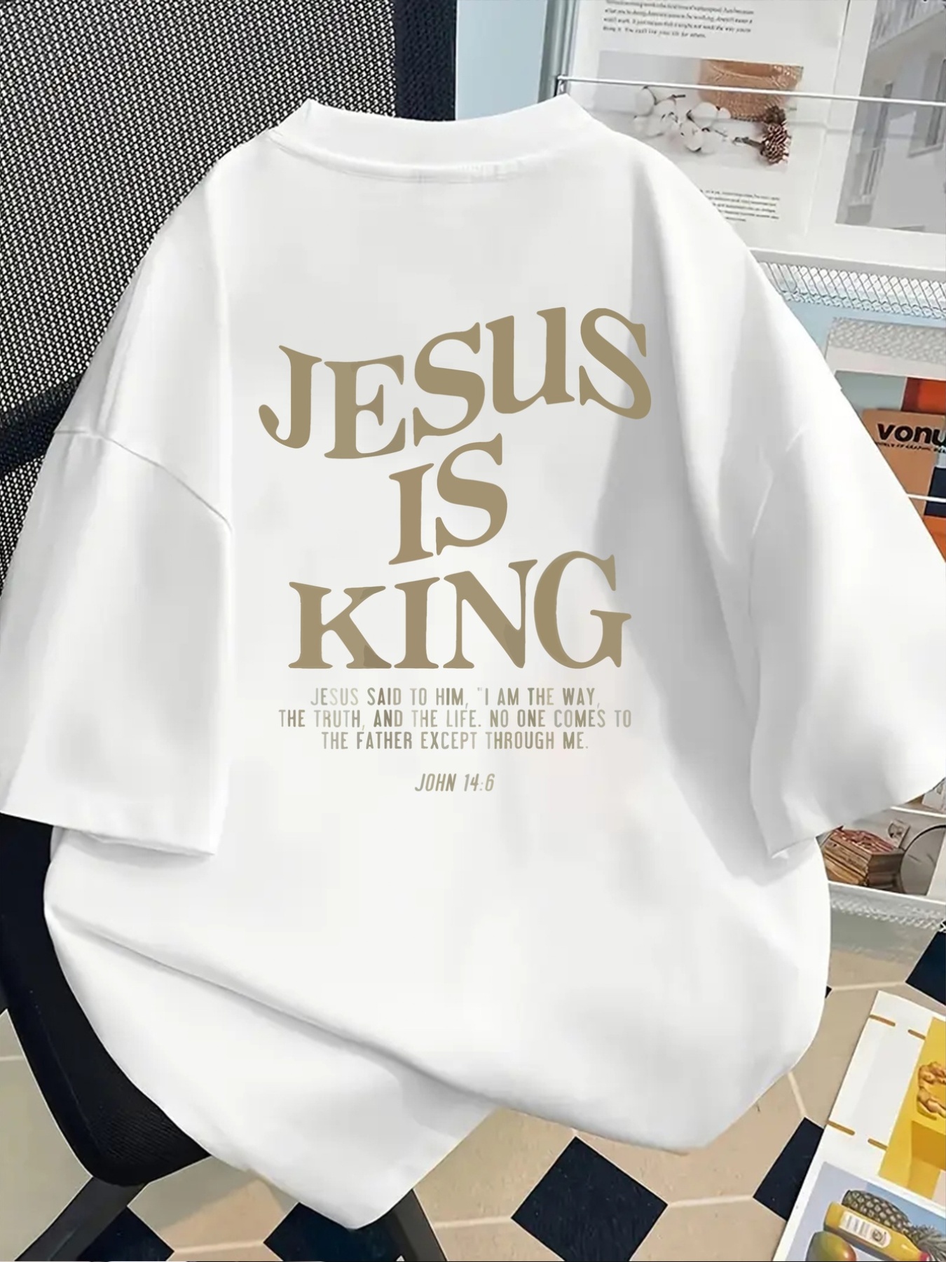 jesus is king, t-shirt mit bibelvers-aufdruck, kurzarm, rundhals, freizeit-top für sommer frühling, damenbekleidung
