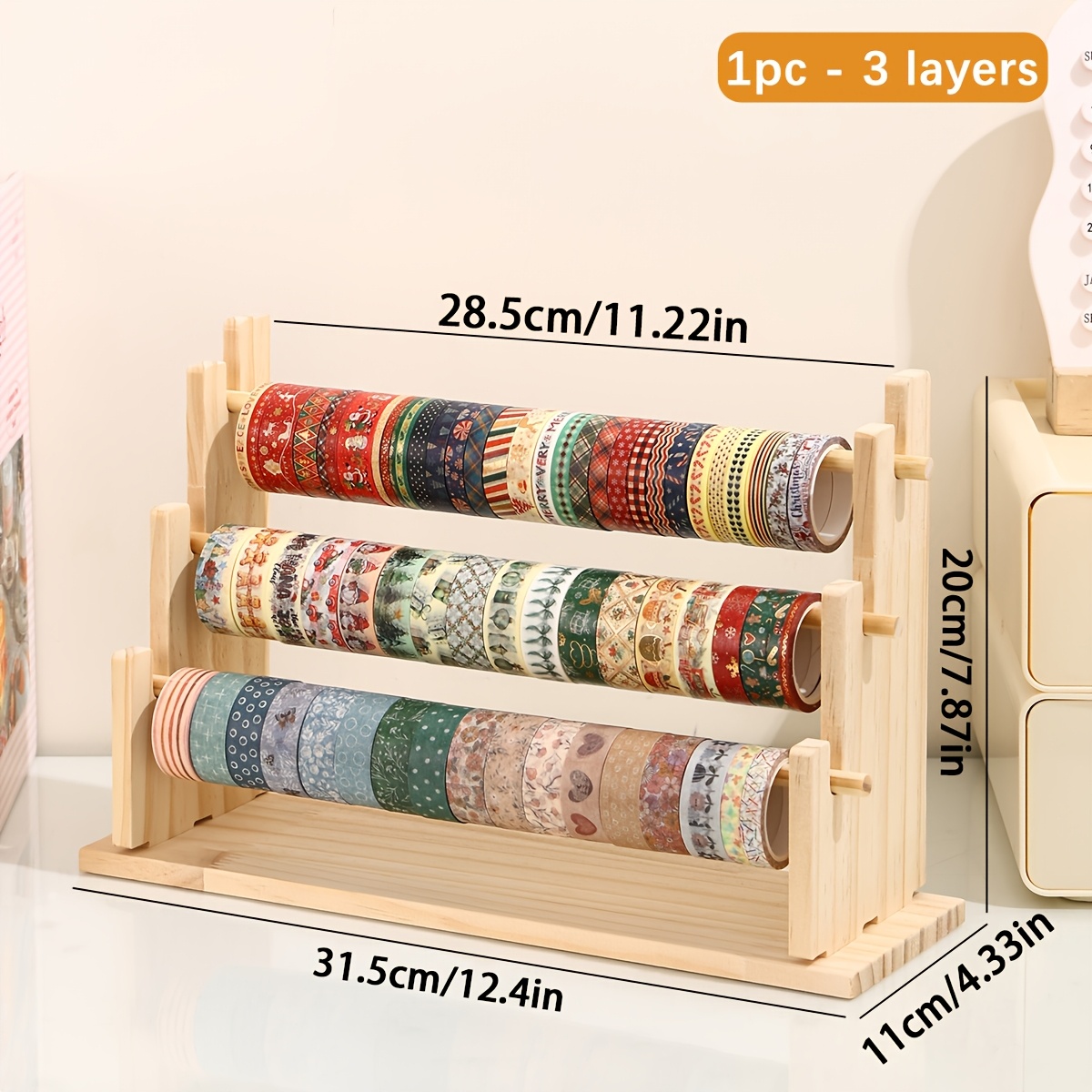 TEMU 1pc Desktop Vertical 3-tier / 5-tier Ladder-style Layered Tape Storage Rack For Stationery, Adhesive Tape, Washi Tape, Art Supplies, And Other