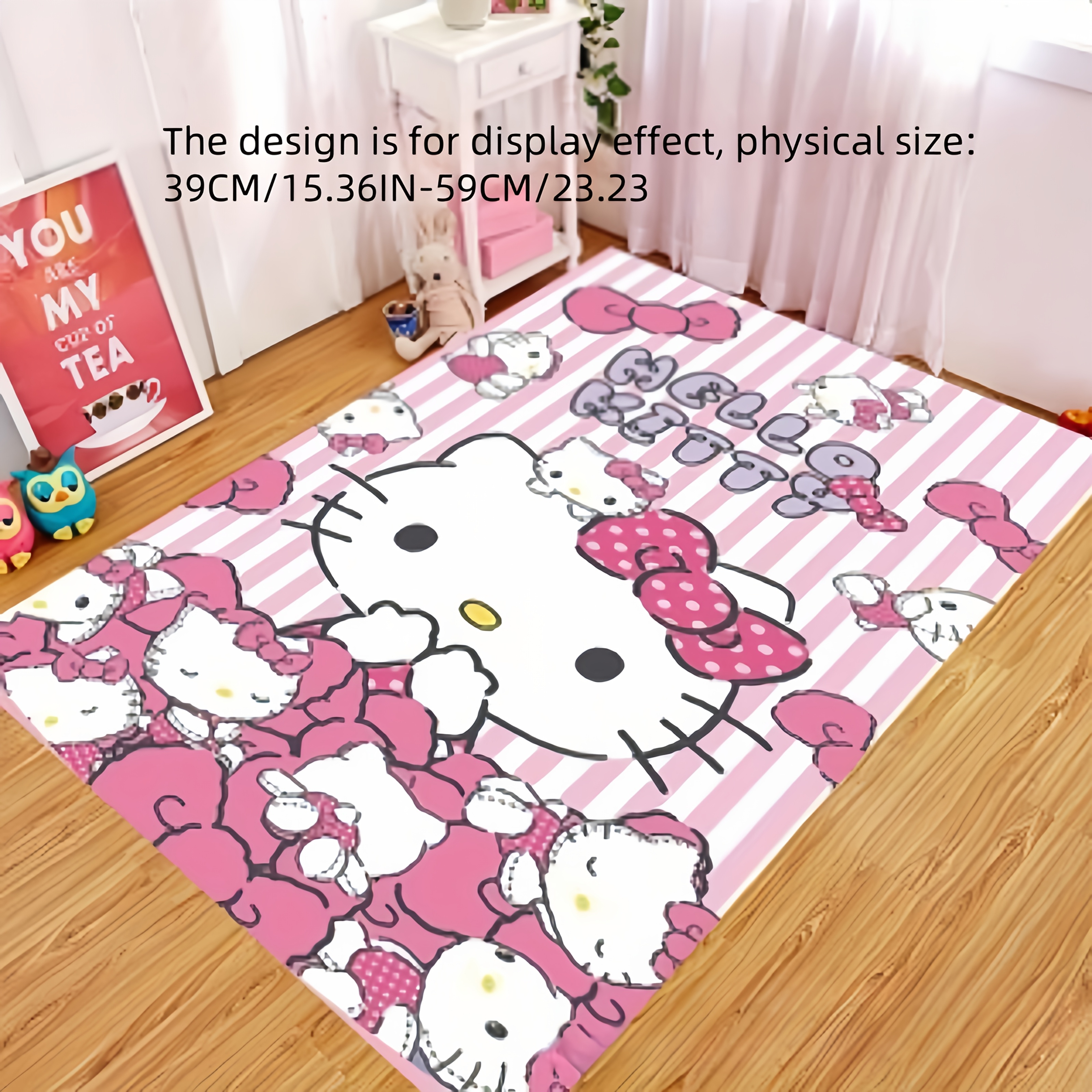 

Sanrio Hello Kitty Plush Rug - Soft Non-slip Polyester Carpet For Bedroom And Living Room Decor, Hand Wash Only, Sanrio