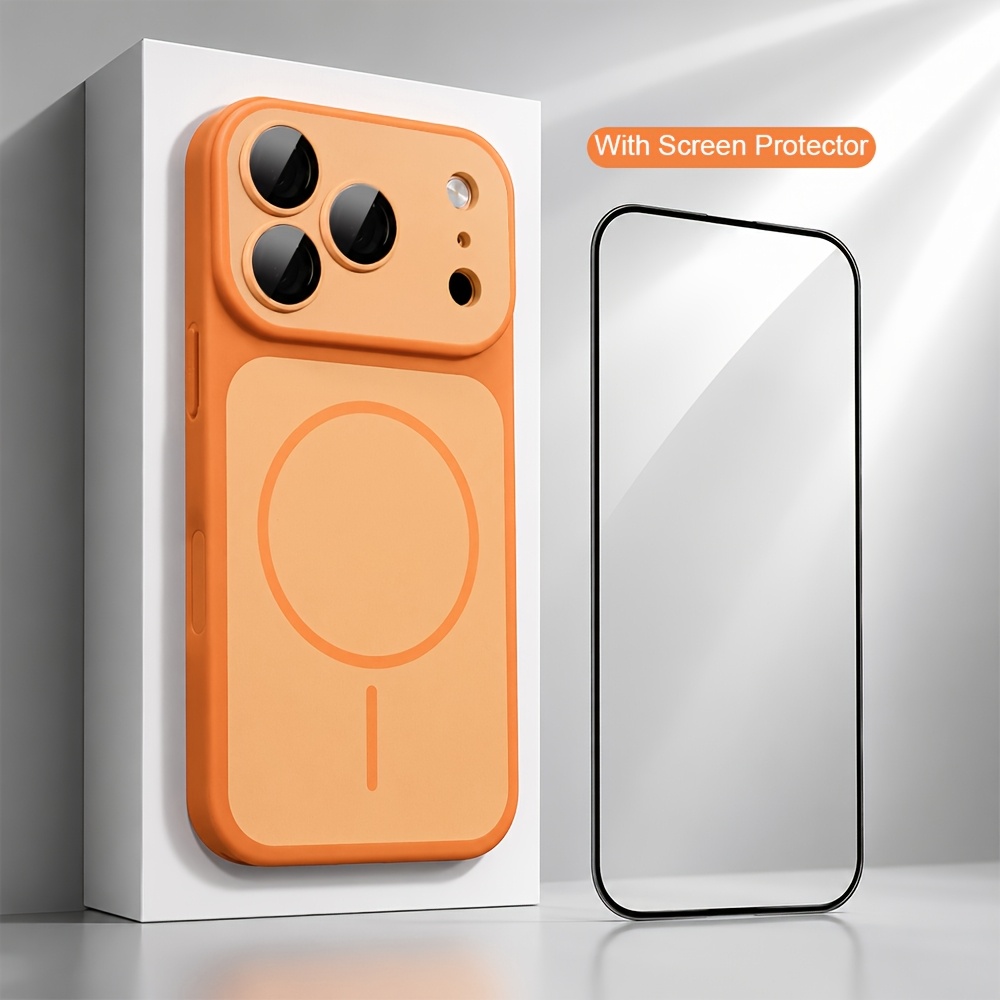 TEMU Phone Case: Luxury Matte Anti-fingerprint Magnetic Wireless Charging Phone Case For Iphone 18/17/16/15/14/13 Pro Max 18promax 18pro With Glass