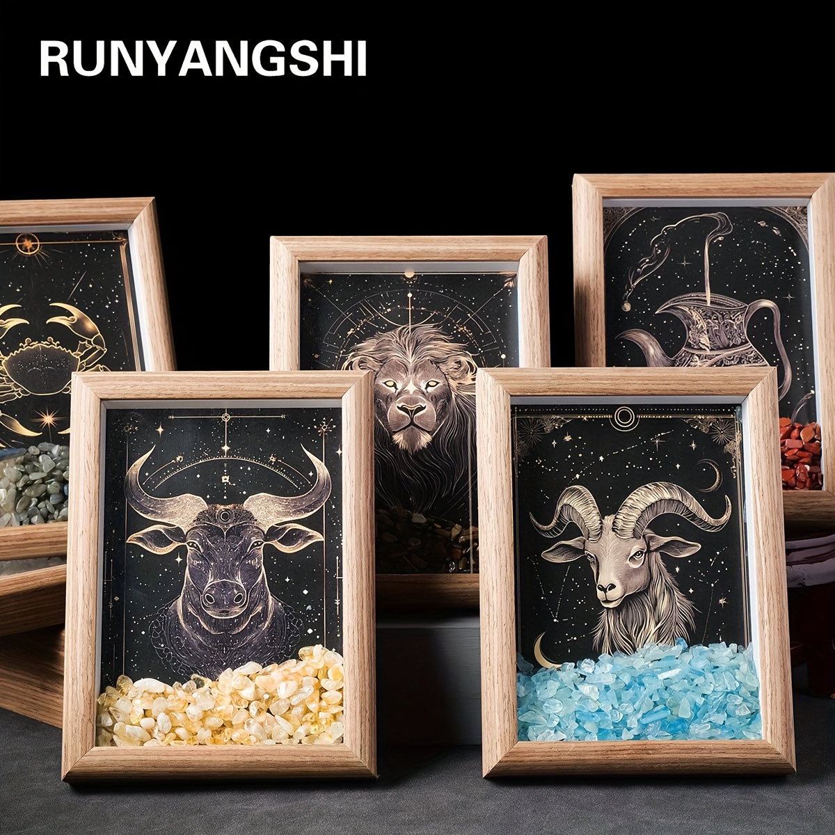 Natural Crushed Stone Zodiac Signs Photo Frame