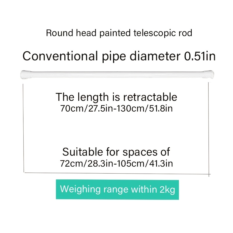 E-shop 70-120cm Weißer Teleskopstangen Einpackung Küche Badezimmer Schlafzimmer Mehrzweck Lochfreie Teleskopstange Duschvorhangstange Römische Stange