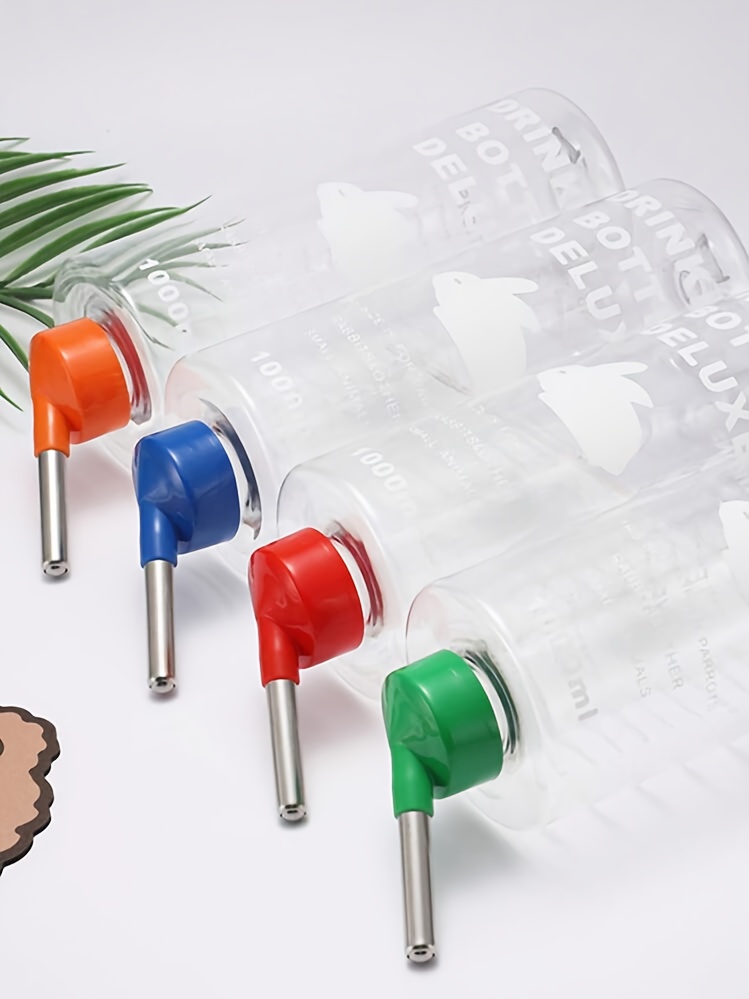 1pc Large 1000ml Rabbit & Guinea Pig Water Bottle with Ball Bearing Spill-Proof Design, Transparent Leak-Proof Durable Plastic, Easy-Clean Spill-Resistant Feeding System for Small Pets (Color Random, Compatible with Cage Accessories)