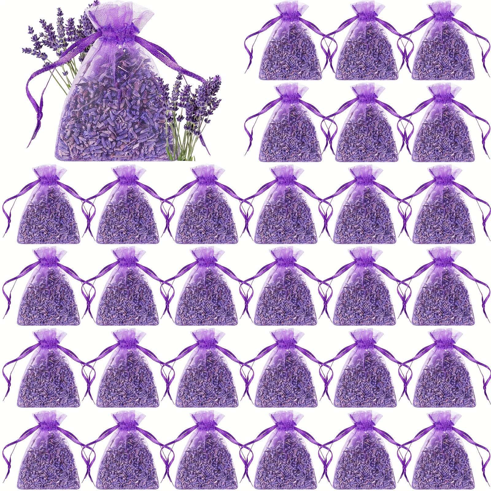 Bulk Pack Of 30 Lavender Sachets For Use In Drawers And Closets, Providing A Fragrance With Dried Lavender Flowers, Ideal For Wedding And Bridal Shower Gifts