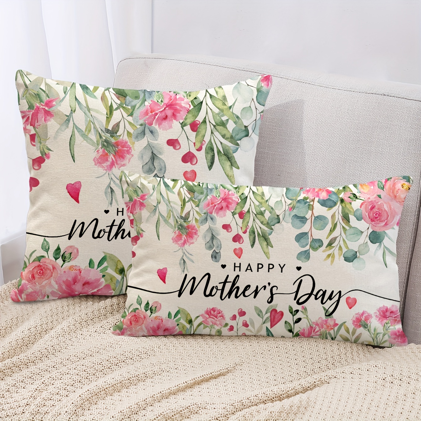 

1pc, Happy Mother's Day Flower Throw Pillow Cover, Gift For Mum Cushion Case Decoration For Sofa Couch,without Pillow Insert