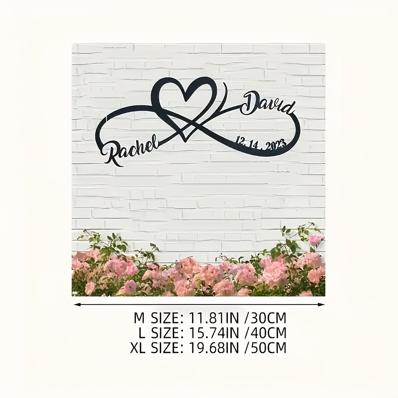 TEMU Plaque Métallique Personnalisée - et Dates de Couple de Cœur Lavande, Art Mural Rétro Moderne Durable pour Mariage Anniversaire Saint-Valentin,