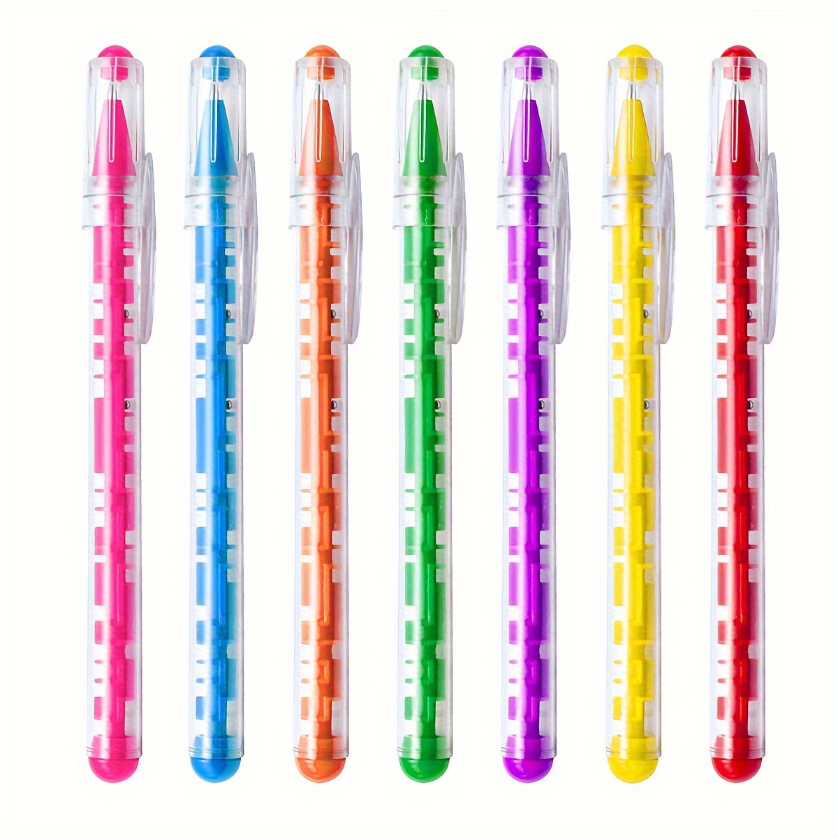 

7pcs Fun Ballpoint Pens - Relax Office Stationery, 1.0mm , Bullet Tip, Snap Cap Closure