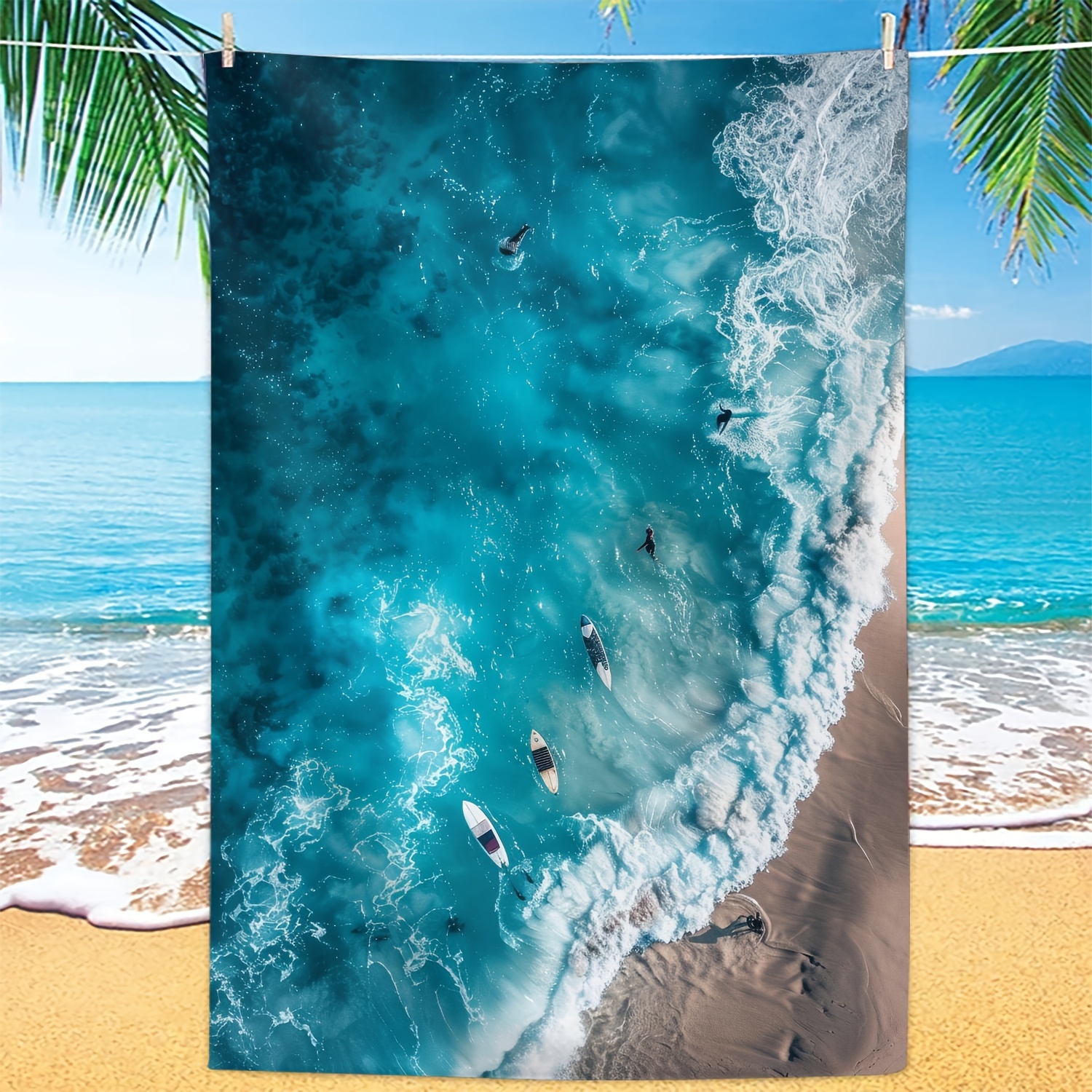 

Microfiber Beach Towel With Tropical - Quick Dry, , Lightweight For Travel & Swimming