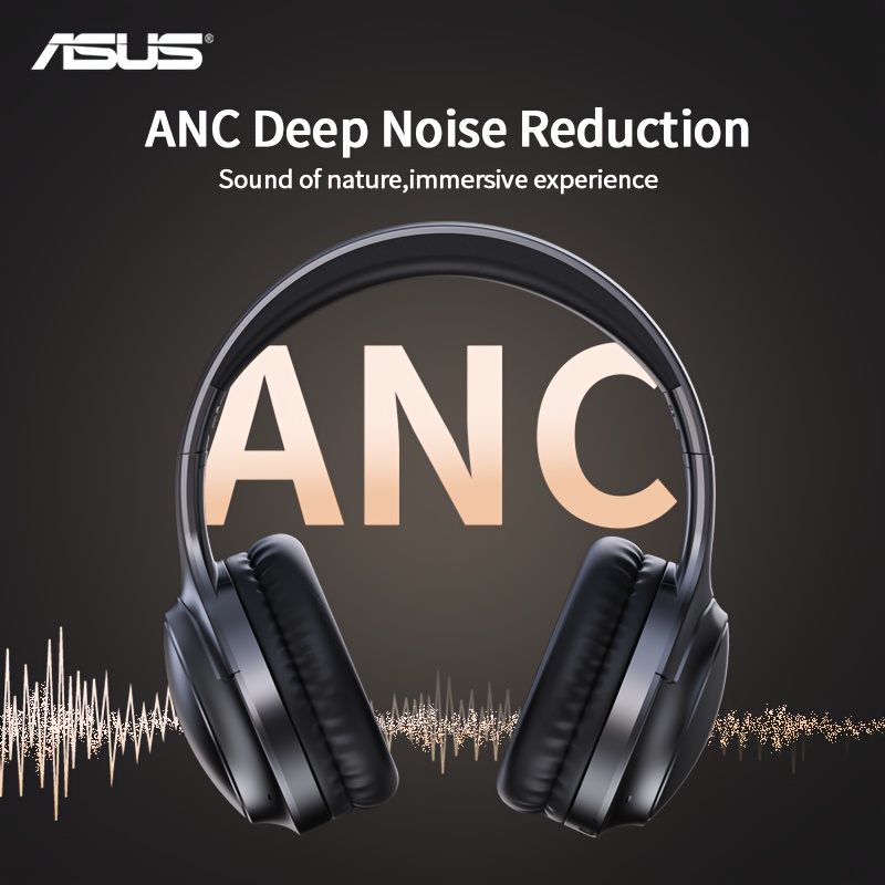 Image of Asus Over-ear Wireless Headphones With Active Noise Cancellation, Built-in Microphone, 1000mah Long-lasting Battery, Foldable And Retractable Design For Gaming/music Use