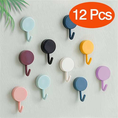 waterproof wall hook small plastic macaron colors and white turquoise black yellow no drill hooks suitable for bathroom shower door multi purpose towel and key hook car key hook bohemian style practical hook for universal