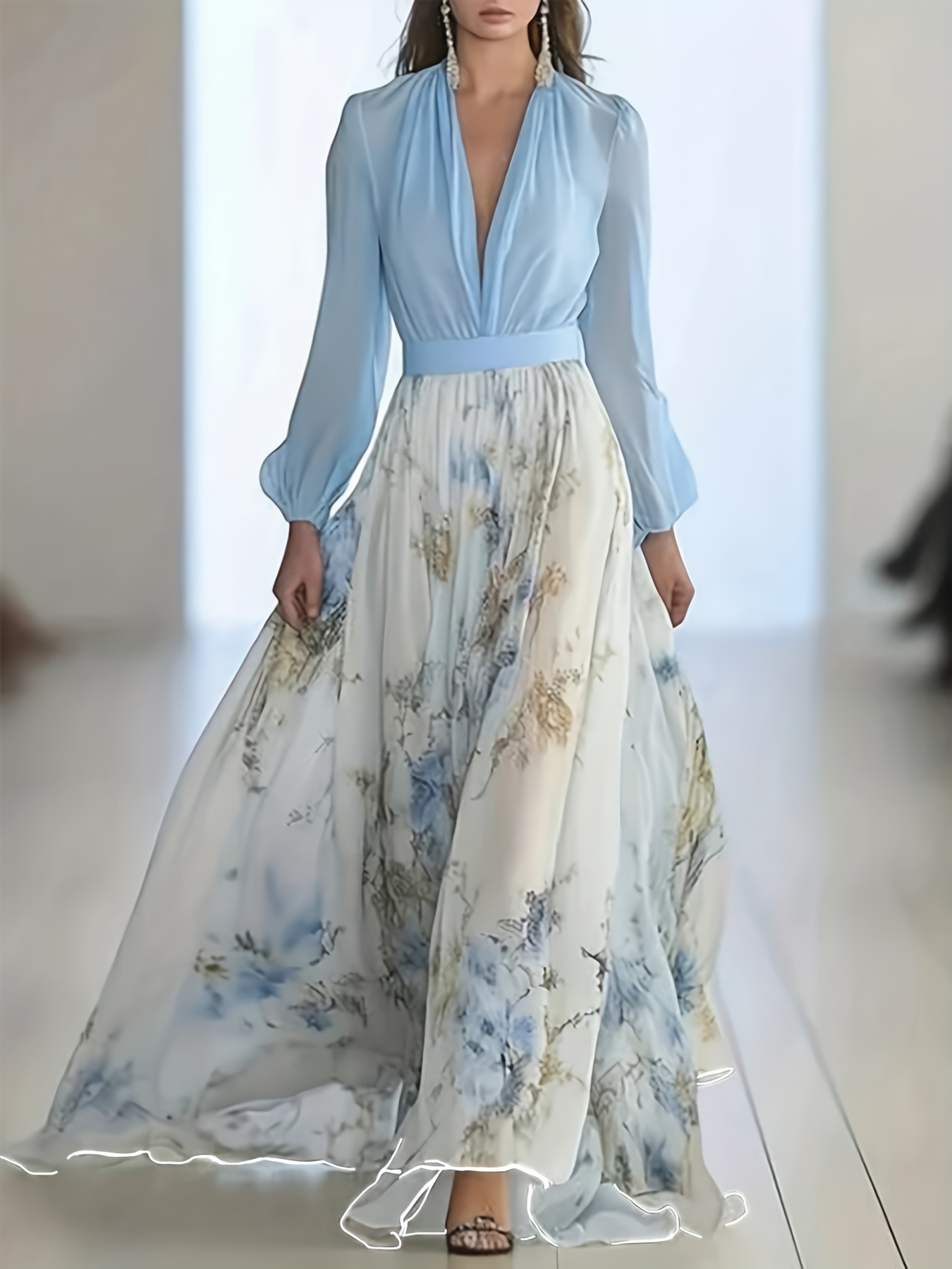dressy flowy dresses Elianna Dress Elegant Pleated Waist Maxi Dress main image 0