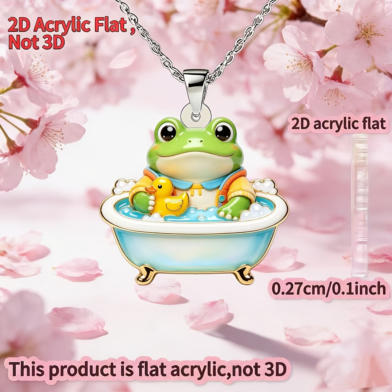Women's Cute Frog Acrylic Pendant Necklace, Fun Gift