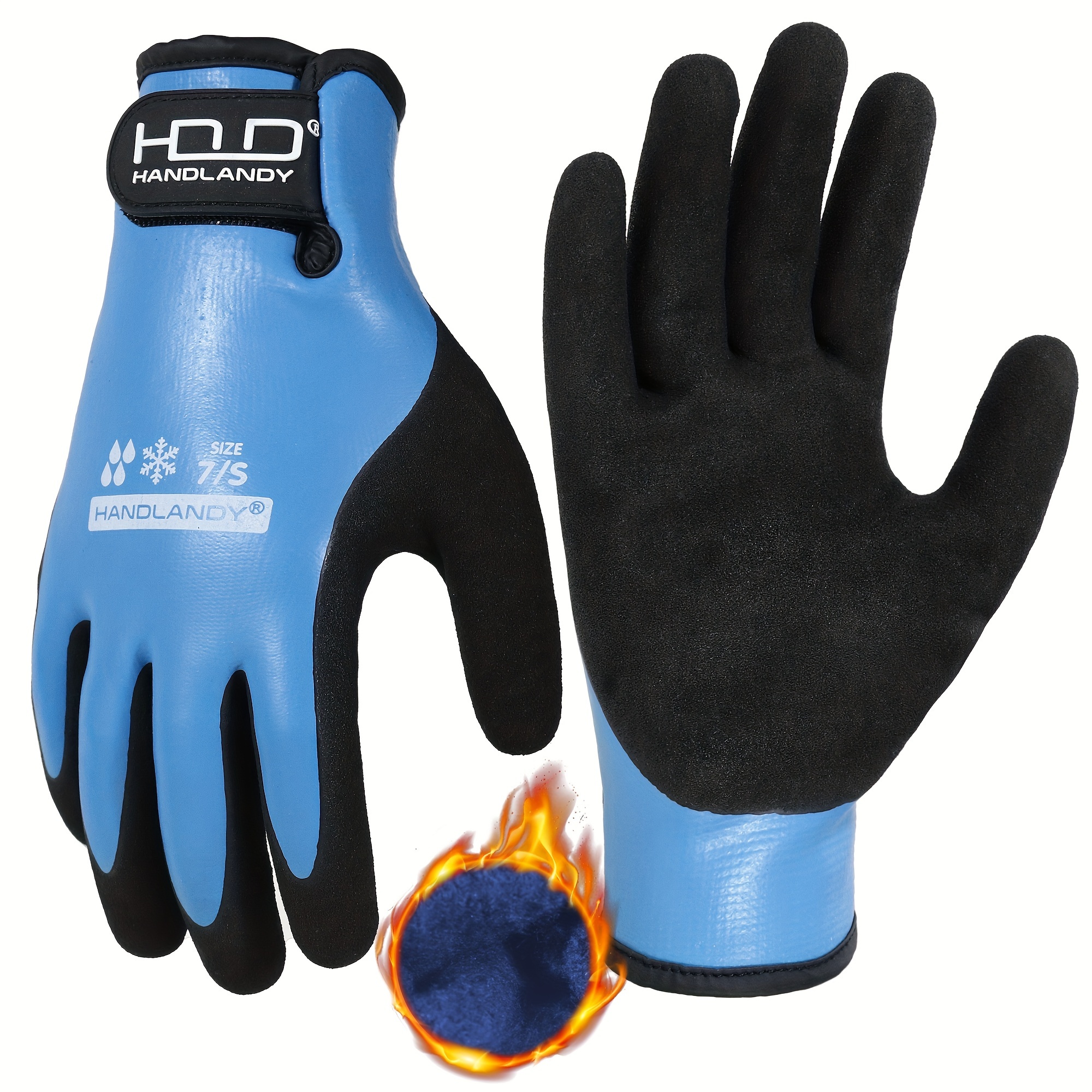 

1 paire de gants d'hiver chauds en polyester tricoté Handlandy, élastiques, à doigts pleins, antidérapants, imperméables, coupe-vent, avec lavage à / pour hommes et femmes, activités de , ski