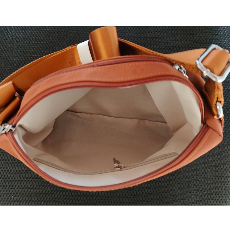 fashionable and lightweight nylon womens shoulder bag casual and portable practical crossbody bag with adjustable strap simple multi layer multi pocket multi zipper design suitable for commuting shopping outdoor play   in yellow Product details 5