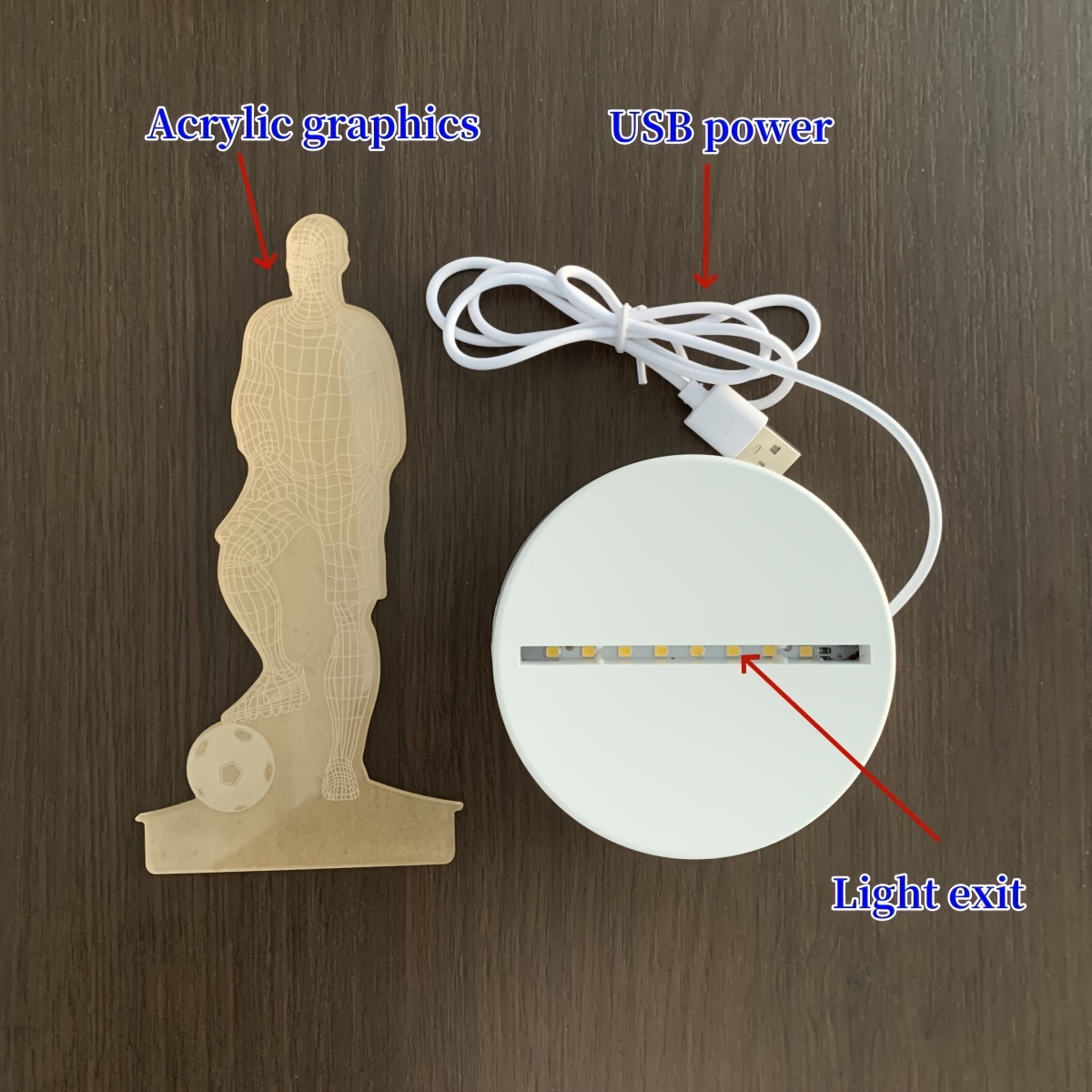 1 Lámpara de noche 3D de futbolista, luz cálida monocromática alimentada por USB, lámpara de ambiente creativa para escritorio y dormitorio, luz de decoración para habitación, lámpara de noche novedosa, lámpara de noche, un regalo para los entusiastas de los deportes