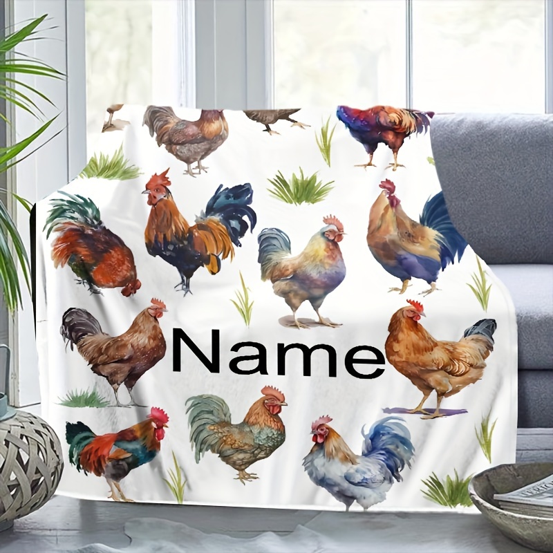 

Custom Name Chicken Blanket - Ultra-soft, Lightweight Flannel - Perfect For Young Group & Adults - Ideal For Couch, Bed, Camping & Travel - All-season, Hypoallergenic