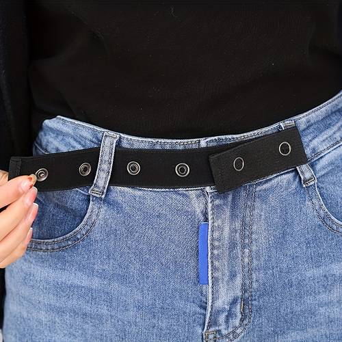 Elastic Waist Belt Jeans - Temu