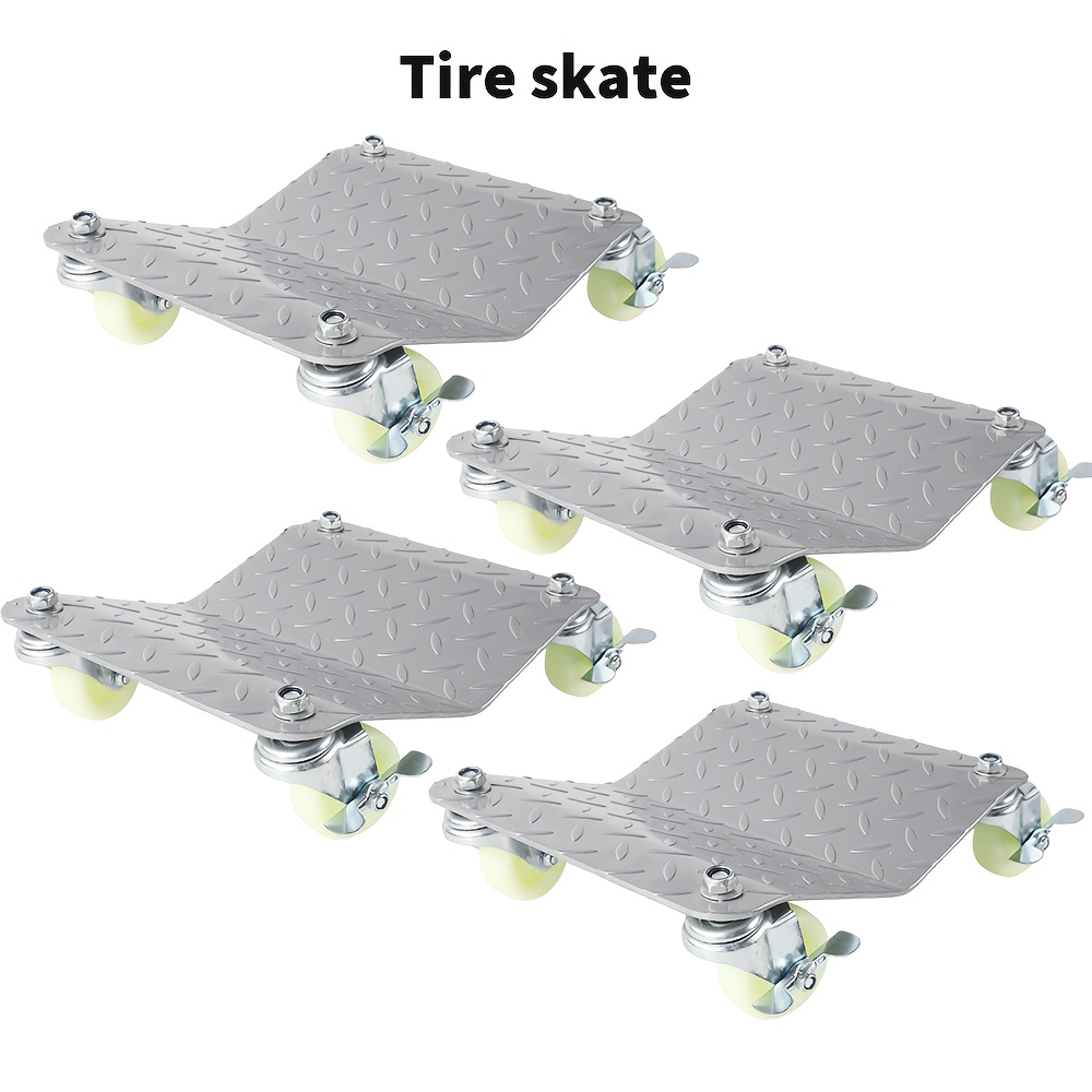 4pcs Shunting Aids, Each With A Load Of 500kg/1100 Lbs, Steel, Shunting Aids With 4 360° Rollers, Size 37*30cm, Car Mover, Shunting Rollers, For Moving Large Vehicles And Cars