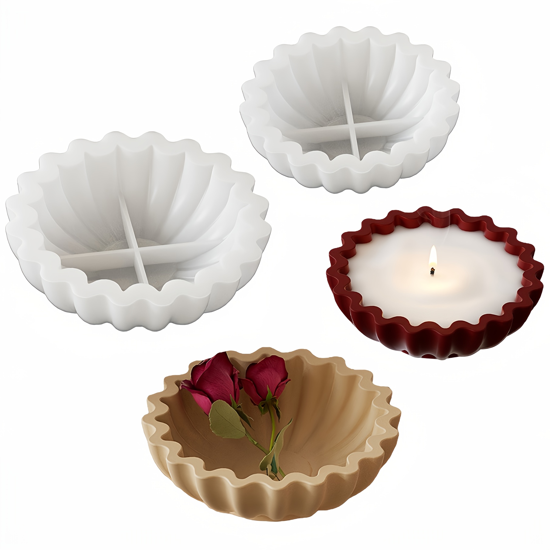 

1pc Wave Storage Tray Silicone Mold, Plaster Mold, Candle Holder Mold, Flower Pots, Candle Holders And Storage Trays - , Design - Ideal Gift For Enthusiasts And Resin/plaster Artists 2 Size Options