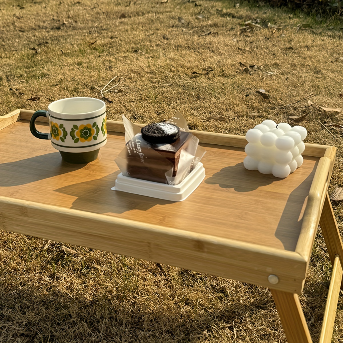 Bamboo Bed Tray Table With Folding Legs & Handles Breakfast Tray for Sofa  Eating