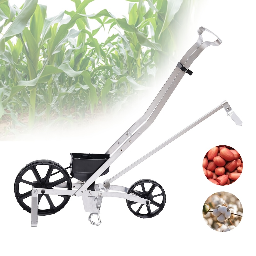 

1pc Heavy-duty Metal Hand Push Garden , Single Row For Planting And Fertilizer, Manual With Adjustable Handle