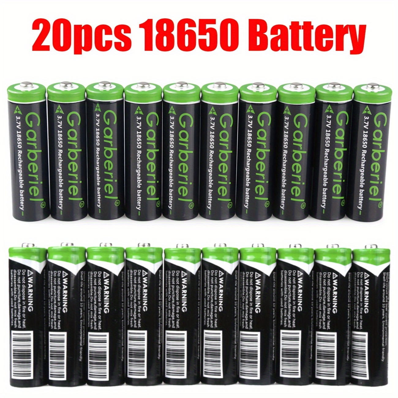 

20pcs 3.7v Li-ion 18650 Batteries, 3000mah High Capacity Button Top Rechargeable 18650 Battery For Flashlights, Headlamps, Rc Cars, Remote Control And More