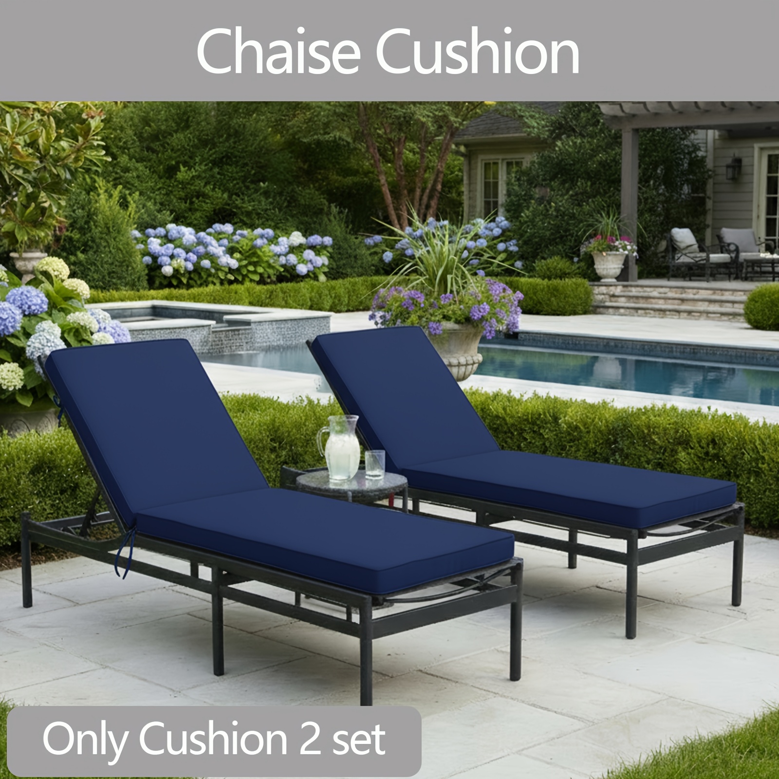 1 2 4 pack chaise lounge cushion for outdoor furniture waterproof fade and tear resistant lounge deck chair cushions for patio lawn pool   only cushion