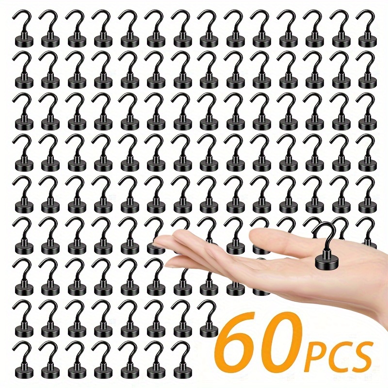 

60pcs Magnetic Hooks, Rust-proof Cool , Suitable For Kitchen, Warehouse, Grill, Refrigerator, Yacht, Storage Tools, Masks, And Remove