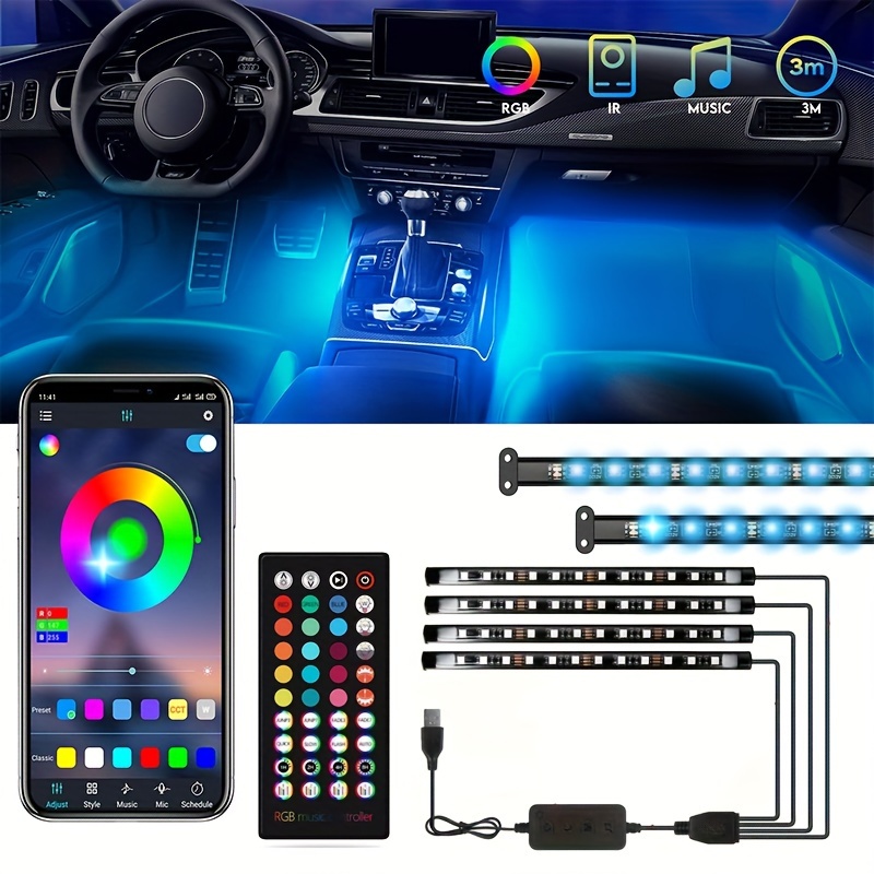 

Led Lights For Car, Interior Car Lights 72 Led 16 Million Colors With App And Remote Control Music Sync Color Change Rgb Inside Car Lights With Diy Mode And Music Mode, Car Accessories