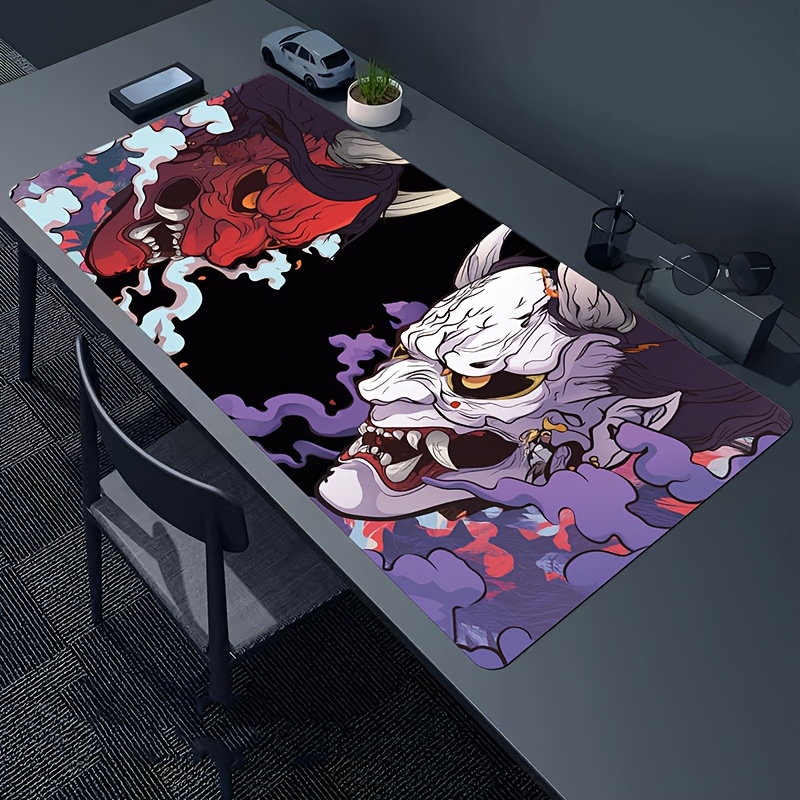 Japanese -e Demon Pattern Large Gaming Mouse Pad, Keyboard Desk Mat With Non-slip Base, Suitable For Home Office Gaming Work ( X 15.7 Inches) 90x40cm
