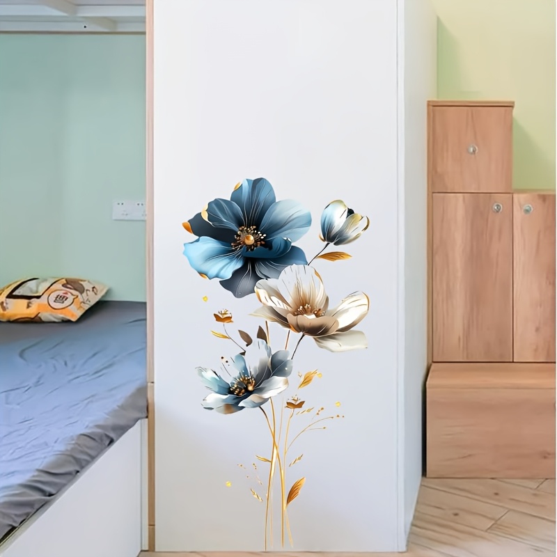 1pc Flower Decal, Decorative Floral Wall Decals - Botanical Bedroom Wall Decals - Floral Wall Stickers Bedroom Living Room Wall Background Decoration Wall Decals