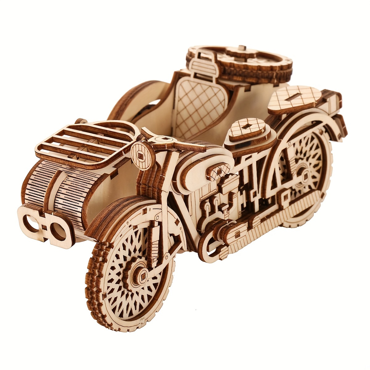 TEMU 3d Wooden Puzzle Of A Retro Tricycle Car Model, Kit For Toy Model Creation, Educational Toy Car Collection, Innovative Gift Idea