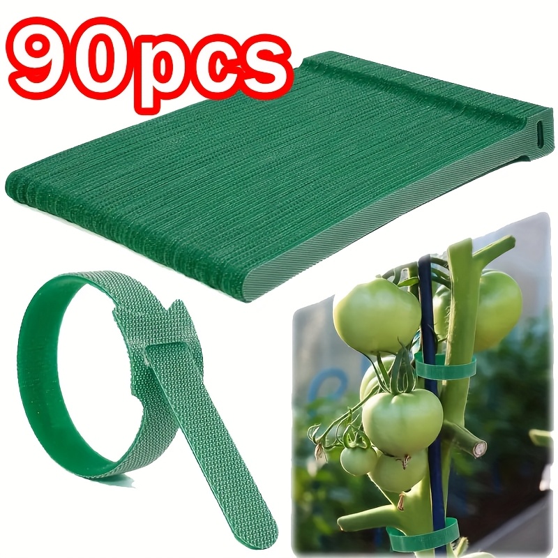 TEMU 90pcs Reusable 7.87-inch Adjustable Anti - Slip Nylon Plant Ties & Straps Featuring Hook And Loop Fasteners - For Climbing Plants Support And