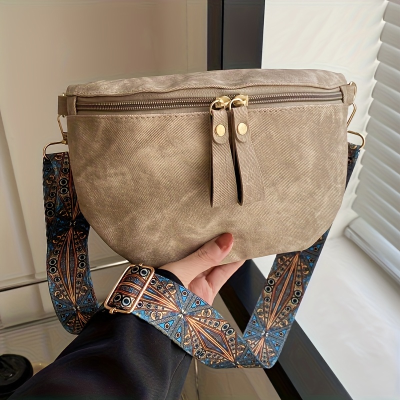 Image of [ Bag Type] Women's Shoulder Bag, , Lightweight With Adjustable Shoulder Strap, Zipper Closure, And Nylon Lining, Hand And Machine Washable, Stitching Details - Multiple Colors
