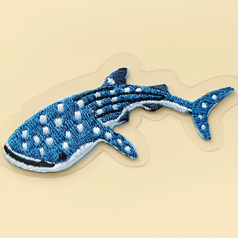 Image of Stick-on Whale Shark Patch - Realistic Whale & Belly With Ocean Waves - Embroidered Fish For Jackets, T-shirts, Bags, Hats - Whale Shark Lover Gift, Marine Biology Accessory For Apparel Decoration